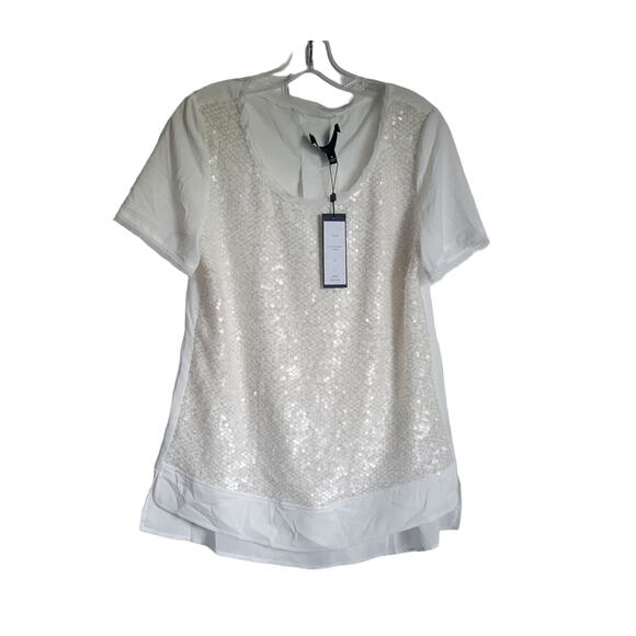 Hilton Hollis Designer Top Medium Ivory Sequin Whimsical Fairy Style NWT - Picture 1 of 9